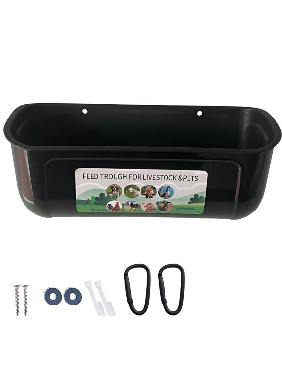 1 Set Chicken Feeder Durable Poultry Food Dispenser Hanging Duck Chicken Goose Feeding Trough for Home Farm Black