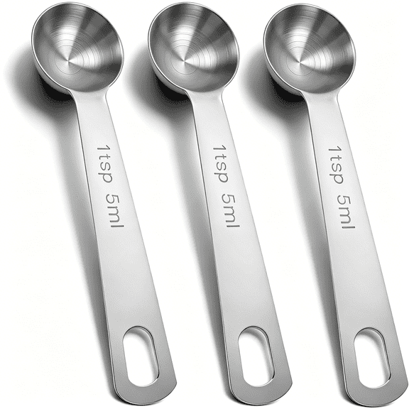 ACDANC 1 Teaspoon Measuring Spoons,3Pcs Stainless Steel Short Design Kitchen Tools for Precise Cooking,Baking&Spices Measurement,5Ml