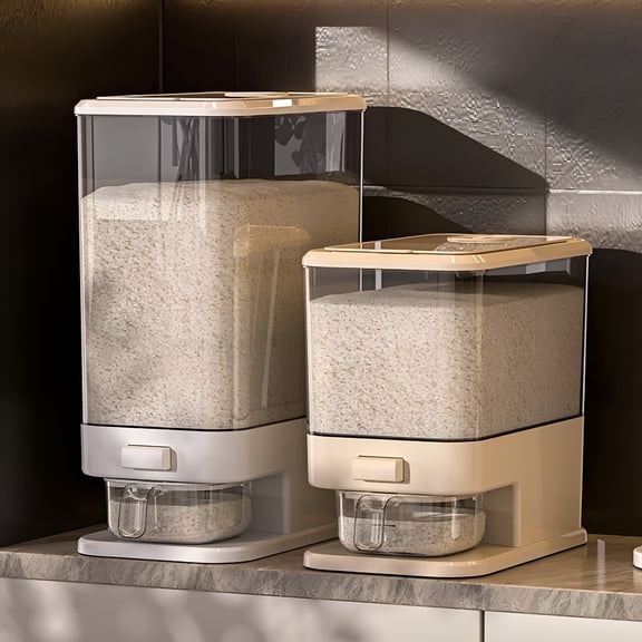 ACDANC 10-25 Lbs Rice Container,Large Grain Container Storage with Lid Measuring Cylinder Moisture Proof Household Cereal Dispenser Bucket for Kitchen Soybean Corn (301728Cm)