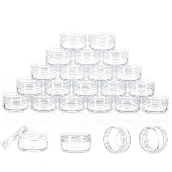 ACDANC 10 Gram Sample Containers,20 Count Cosmetic Containers with Lids,Refillable Empty Sample Jars,Small Plastic Containers with Lids(Full Clear)