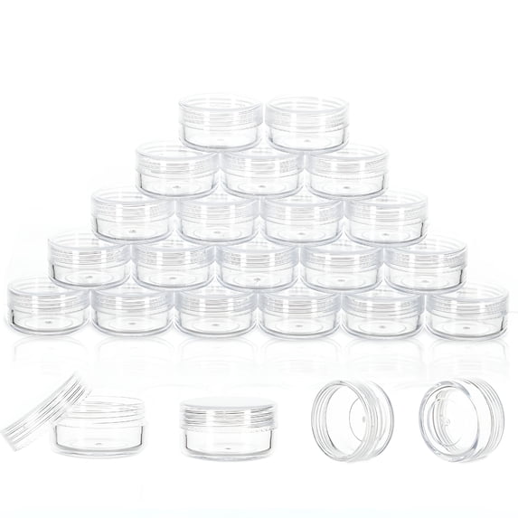 ACDANC 10 Gram Sample Containers,20 Count Cosmetic Containers with Lids,Refillable Empty Sample Jars,Small Plastic Containers with Lids(Full Clear)