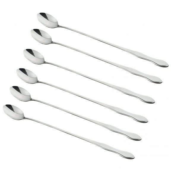 ACDANC 10-Inch Long Handle Iced Tea Spoon, Coffee Spoon, Ice Cream Spoon, Stainless Steel Stirring Spoons, Set of 6
