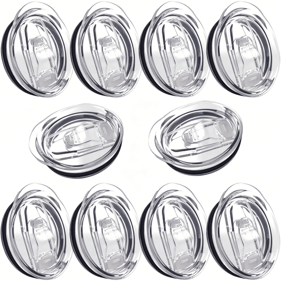 ACDANC 10 Pack 20 Oz Skinny Tumbler Replacement Lids Plastic Splash Covers Tops for 20 Oz Coffee Cup Lids Clear Cup Covers for 2.64 Inch Mouth Tumbler Cooler