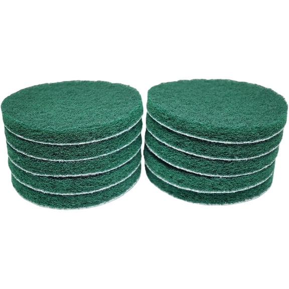 ACDANC 10 Pack 6" 240 Grit Multipurpose Green Scrubber Scouring Pads Flocking Scuff Pads -Hoop and Loop Scuff Pads Conditioning Discs Polishing Pad for Furniture Automotive Cleaning, Rust Removal
