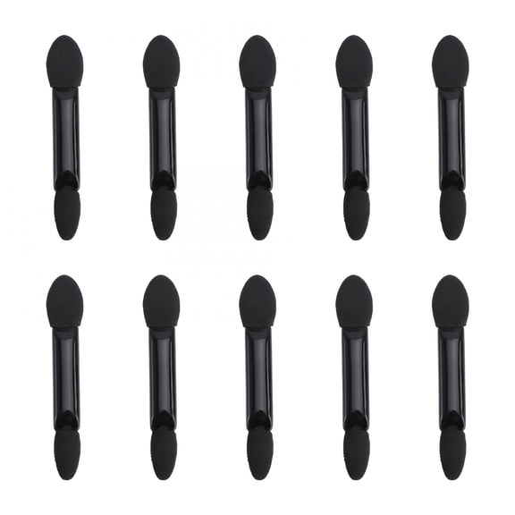 ACDANC 10 Pack Disposable Eyeshadow Applicators, Dual Sided Sponge Tipped Brush, Oval Makeup Wand For Blending And Detail Work, Black