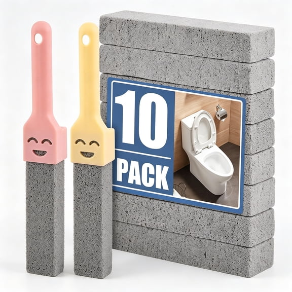 ACDANC 10 Pack Pumice Stone Scouring Sticks with 2 Universal Handles, Grey Pumice Stone Cleaner for Cleaning Toilets, Bathrooms, Kitchens, Spas and Pools