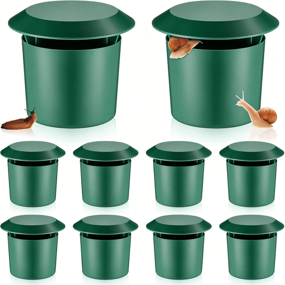 ACDANC 10 Pcs Beer Trap for Snails and Slugs,Reusable Plastic Snail Catcher Container,Physical Trap for Garden (Green)