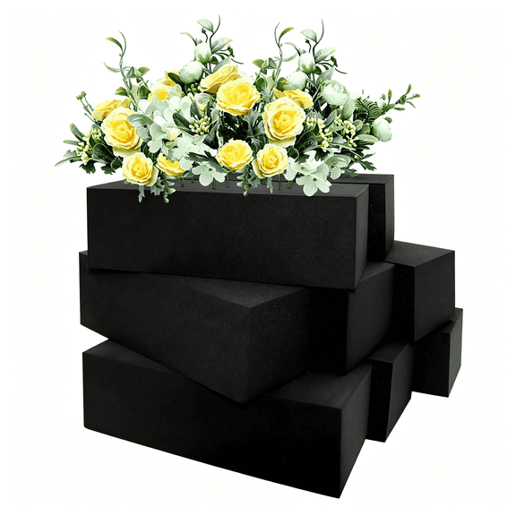 ACDANC 10 Pcs Reusable Black Foam Block for Artificial Flowers,9X3X3" Styrofoam for Artificial Flowers,Weather Resistant Foam for Artificial Flowers,Outdoor Planters and Wedding Home Decor