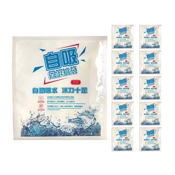 ACDANC 10 Pcs Reusable Dry Cold Ice Packs, Waterproof PVC Cooler Bag Substitute for Food, Large Cooling Capacity Gel Block for Picnic, Camping, Beach, BBQ, Lunch Box