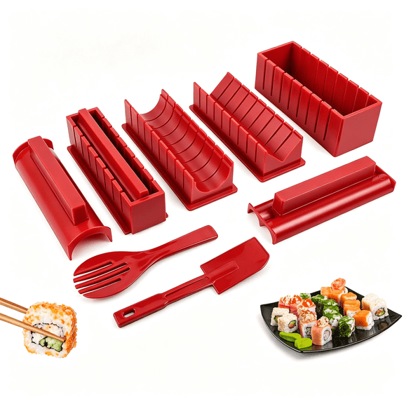 ACDANC 10 Pcs Sushi Maker Kit,Multi-Shape Rice Onigiri Mold Set,Diy Sushi Maker Roller Tools for Beginners,Home Parties,Kitchen