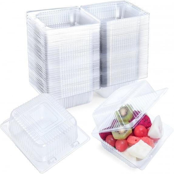 ACDANC 100 Count Clear Plastic Containers with Lids for Food,Thickened Disposable Sandwich Containers Clamshell Boxes for Cake Slice,Dessert,Hamburger,Salad,Pastry,Fruits,Takeout Tray