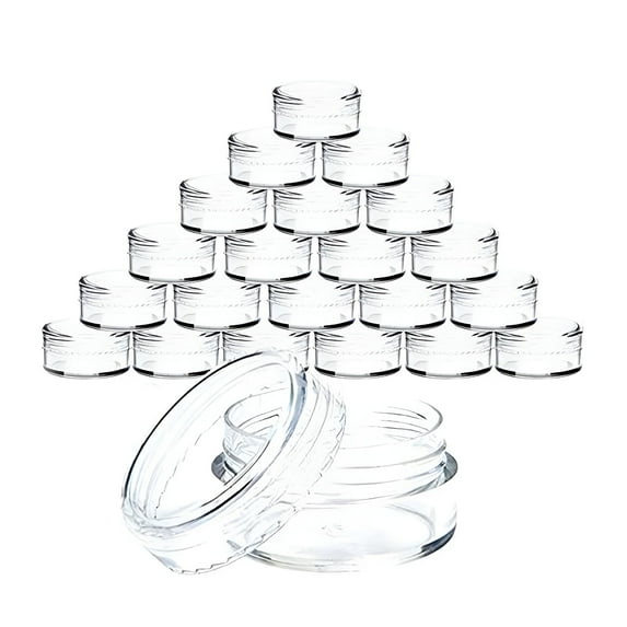 ACDANC 100-Pack Small Clear Plastic Sample Jars with Lids | 1oz Empty Containers for Creams & Cosmetics | Travel-Friendly Mini Storage