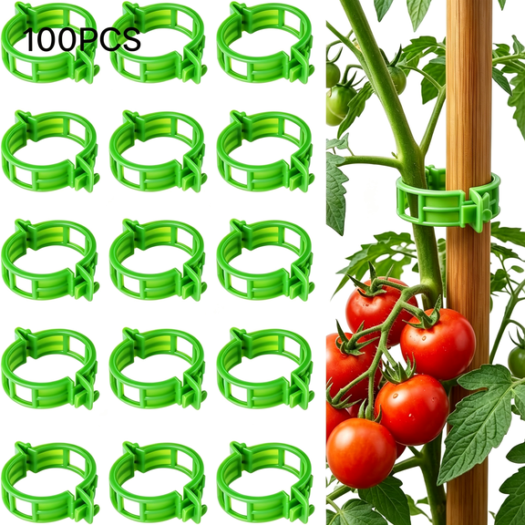 ACDANC 100 Pack Tomato Clips for Climbing Plants,Reusable Plastic Plant Support Clips,Trellis Clips for Grape Tomato Vine and Vegetables,Garden Plant Clips for Upright Growth