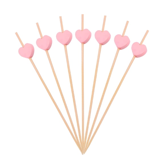 ACDANC 100 Pcs 12 cm Cocktail Picks Creative Handmade Heart Shape Bead Appetizer Picks Fruit Toothpicks Party Supplies (Pink)