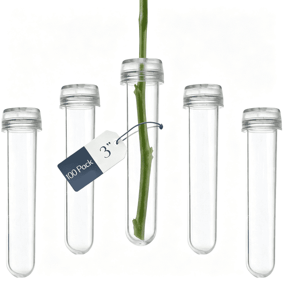 ACDANC 100 Pcs 3" Floral Water Tubes with Caps,Clear Plastic Flower Stem Water Tubes,Flower Tubes for Fresh Flowers,Single Stem Roses