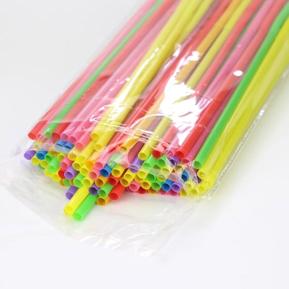 ACDANC 100 Pcs Extra Long Flexible Drinking Straws, 10 Inch BPA-Free Plastic Party Straws, Assorted Color Bendy Straws for Kids