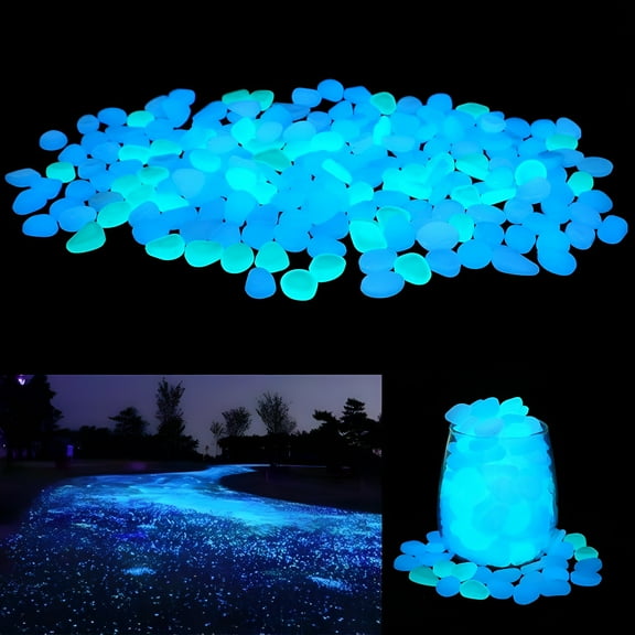 ACDANC 100 Pcs Glowing Rocks,0.55in Glow in The Dark Rocks for Outdoor Decor Garden Lawn Yard,Aquarium,Fish Tank,Pathway,Luminous Pebbles Powered by Light or Solar-Recharge