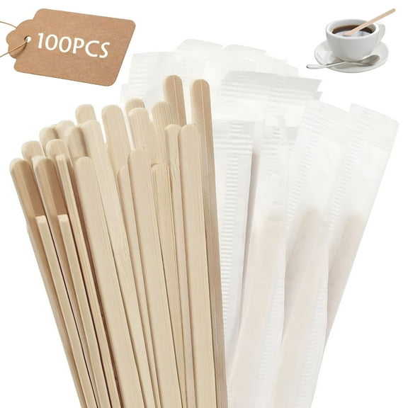 ACDANC 100 Pcs Individually Wrapped Coffee Stir Sticks, 5.5 Inch