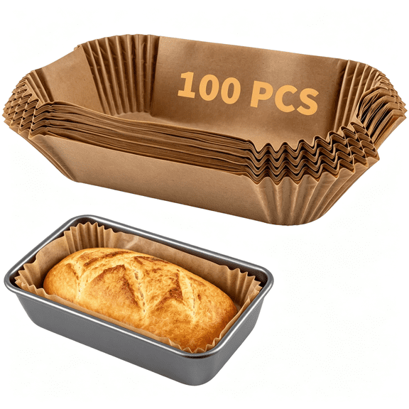 ACDANC 100 Pcs Loaf Pan Liners for Baking Bread 9X5",Disposable Non-Stick Bread Pan Liners,Pre Formed Rectangle Parchment Paper,Perfect for Baking Banana Bread,Cakes,Sourdough Bread(Brown)