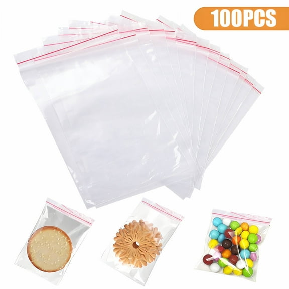 CCOCC 100 Pcs Small Plastic Bags,Clear Jewelry Bags for Small Business,Dustproof and Resealable Mini Ziplock Bags