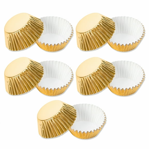ACDANC 100 Pieces Cupcake Paper Liners Mini Non-Stick Muffin Baking Molds DIY Pastry Chocolate Home Kitchen Bakeware,Gold