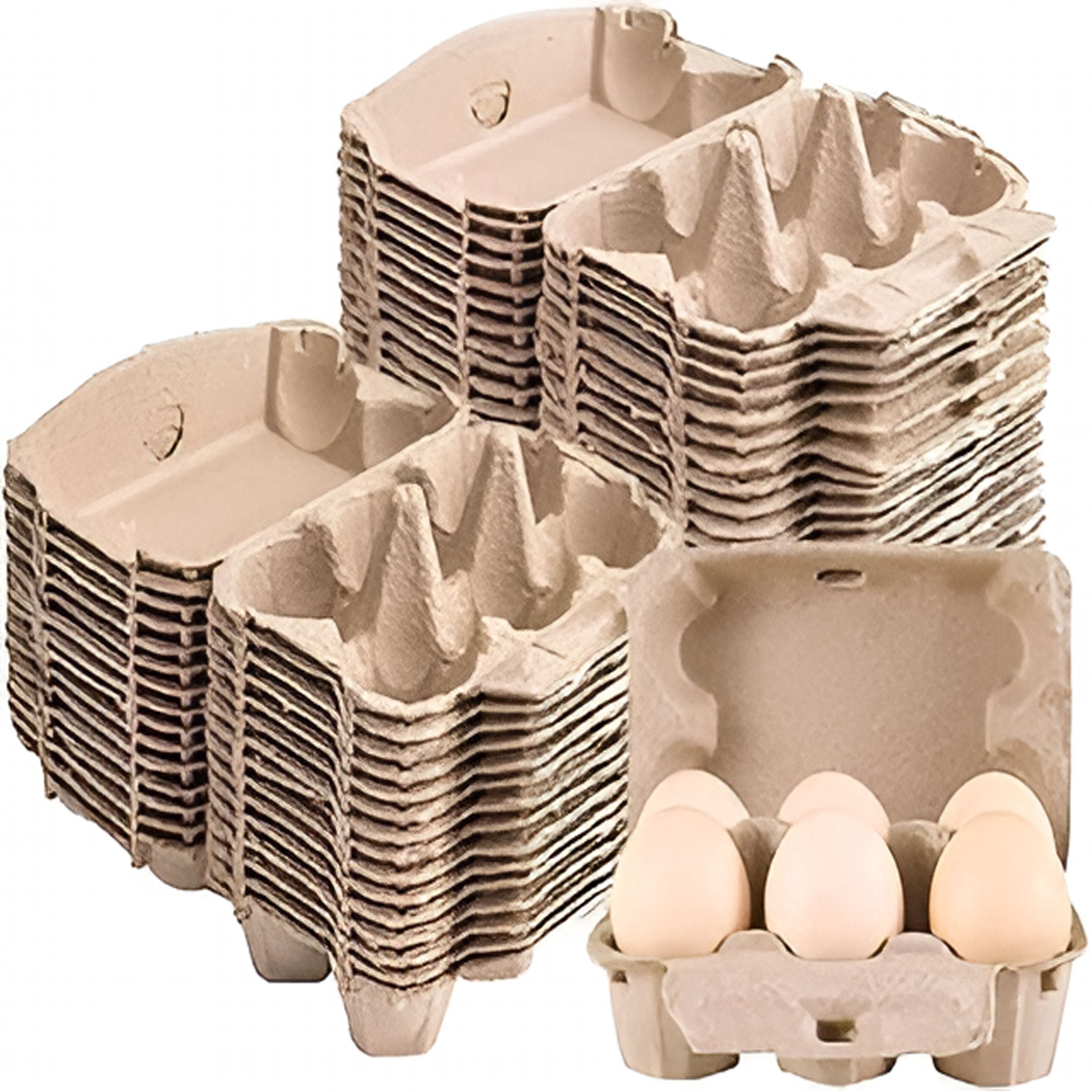 ACDANC 100 Pieces Natural Material Empty Egg Cartons,Each Holds 6 Fiber Egg Carton for Home,Farm,Market,Camping,Picnic,Travel,Reusable