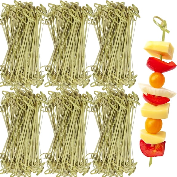 ACDANC 1000 Pcs Bamboo Skewers Toothpicks for Appetizers 4.7 Inch,Bamboo Cocktail Picks,Decorative Bamboo Knot Drink Picks Food Sticks for Party Drinks Sandwich Charcuterie Boards Accessories