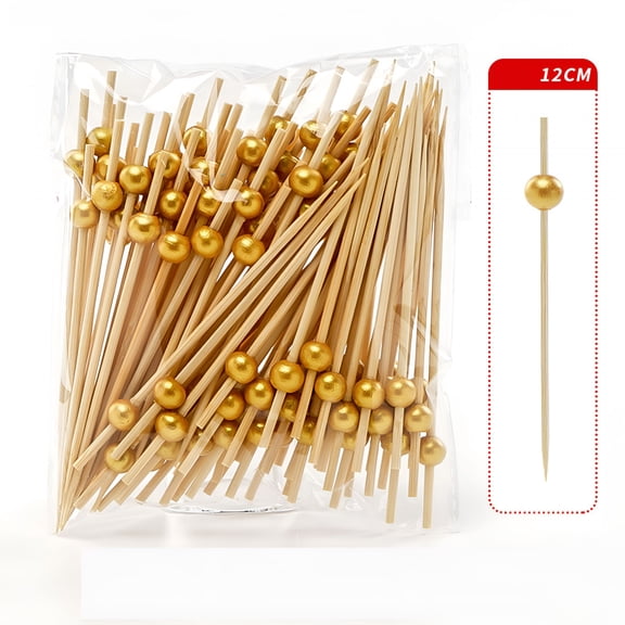 ACDANC 1000 Pieces Cocktail Picks Fancy Toothpicks for Appetizers,4.7"Decorative Bamboo Cocktail Sticks Appetizer Skewers for Fruit,Charcuterie,Wedding Food Party,Birthday Decor Matte Gold