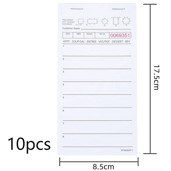 ACDANC 1000 Sheets Server Note Pads (10 Pads Total), 100 Sheets/Pad, Guest Checks for Servers, Waitress Notepads, Guest Check Pads, Restaurant Order Pads, Guest Check Books for Bar, Diners