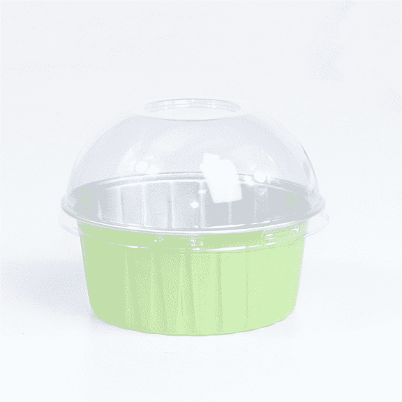 ACDANC 100Pcs Cupcake Carrier,High-Temperature Resistant Material Mini Cupcake Liners,Food-Grade Material Suitable for Bulk Commercial Use Mini Muffin Liners,Bean Green + Half-Circle Cap