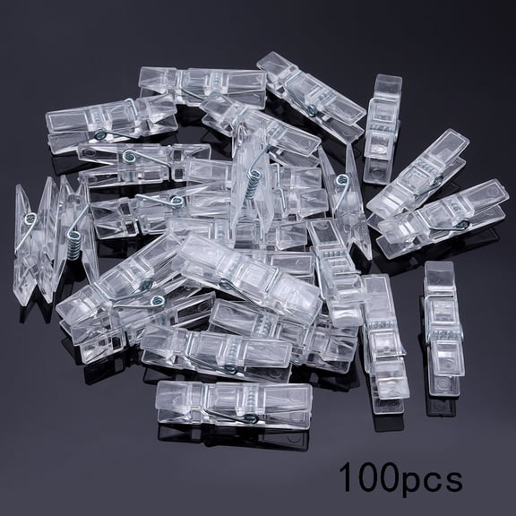 ACDANC 100Pcs Mini Clothespins Clear Plastic Clips 1.4In Small Clothes Pins Tiny Photo Clips for Hanging Cards Home Office Baby Shower Pins Diy Crafts Party Decorations