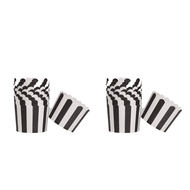 ACDANC 100Pcs Muffin Liners,Oil-Resistant Design Mini Muffin Liners,Easy to Release From Molds Food-Grade Material Cupcake Carrier,Black and White Stripes