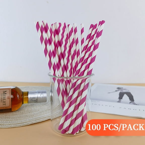 ACDANC 100Pcs Paper Straws Disposable Stripe Drinking Straws for Summer Juice,Shakes,Cocktail and Suit for Birthday Parties,Weddings,Picnic Snow Cone Straws