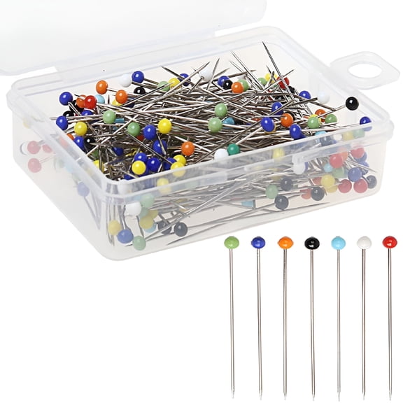 ACDANC 100Pcs Sewing Pins,38mm Straight Pins,Glass Head Pins,Big Head Needles,Travel Map Push Pins,Quilting Pins for Jewelry DIY,Craft and Sewing MULTICOLOR