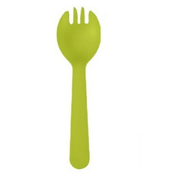 ACDANC 100Pcs Sporks Durable PS Material Plastic Spoons and Forks Smooth Edges Spork Multi-Purpose Design Plastic Spoons Green