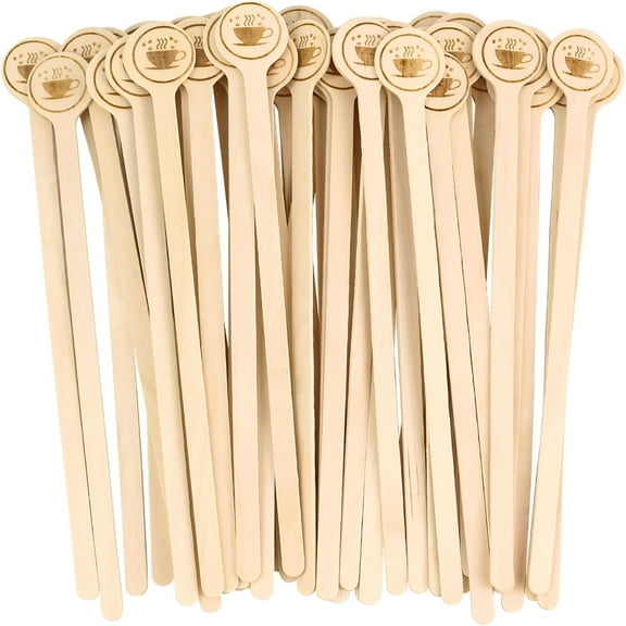 ACDANC 100pcs Coffee Stirrers Stir Sticks Disposable Wooden Beverage Mixer with Round Ends,7-Inch Wood Stir Sticks for Coffee Cocktails Milk&Tea