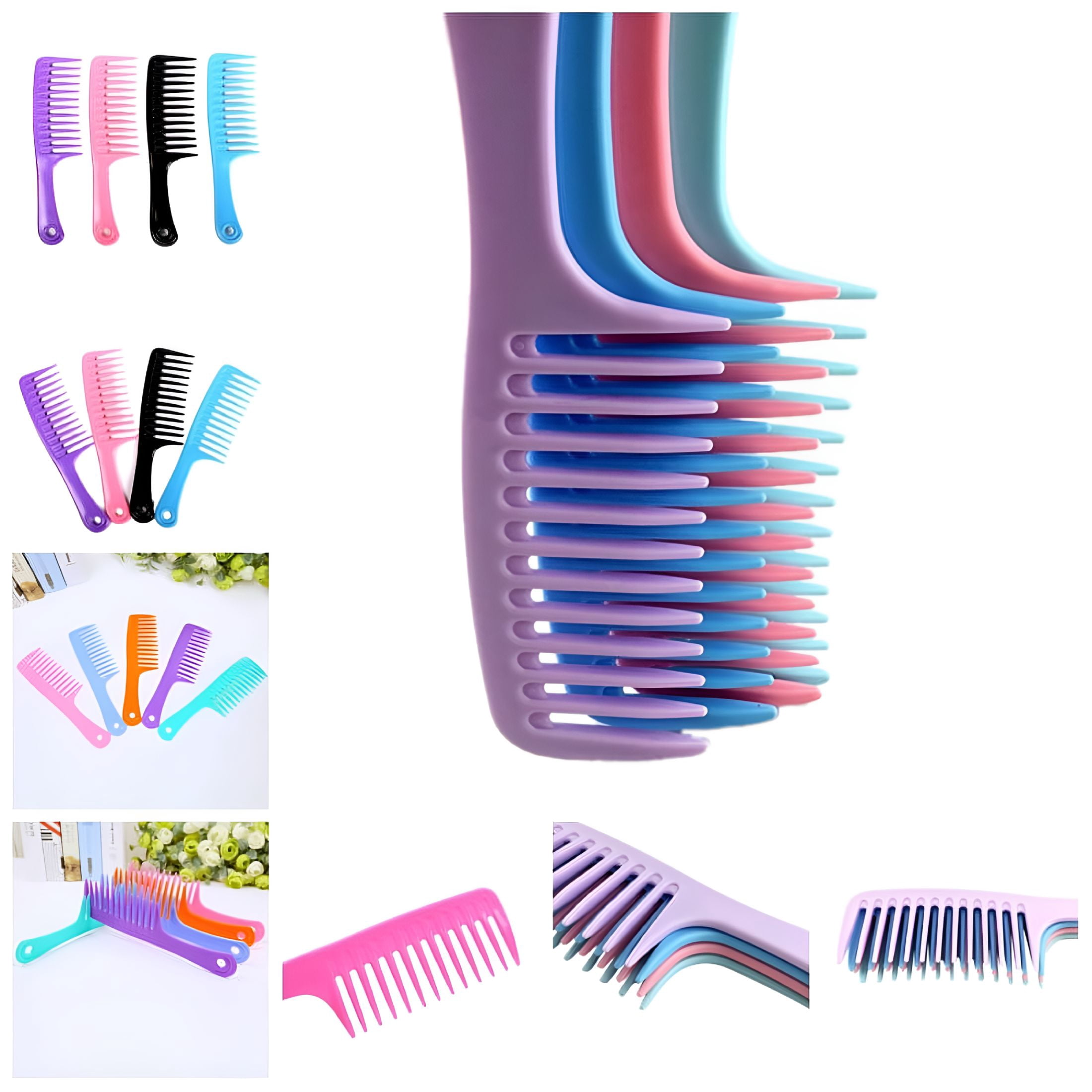 Static Handle ACDANC 100pcs Hairdressing Salon Plastic anti-static handle wide Tooth ...