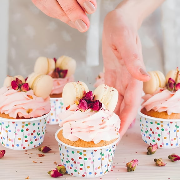 ACDANC 100pcs Polka Dot Paper Cups Disposable Dessert Bowls,Paper Bowls,Small Paper Bowls,Disposable Bowls