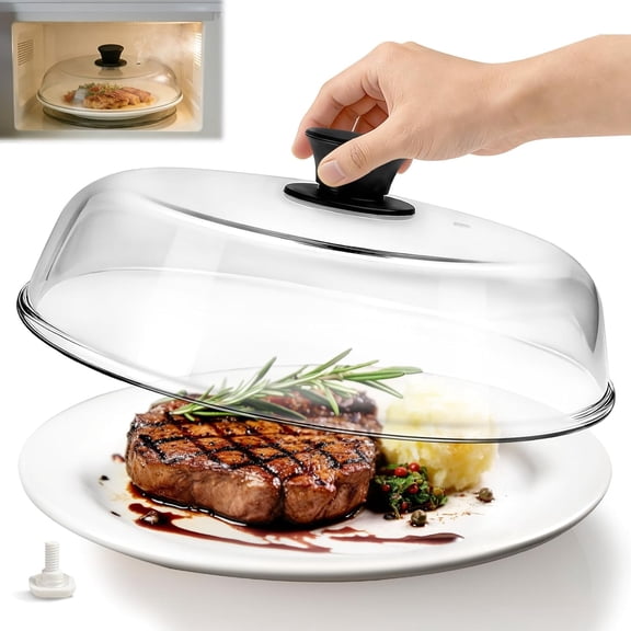 ACDANC 10In Glass Microwave Splatter Cover Microwave Safe Glass Lid Cover with Ceramic Screw,Heat Resistant Tempered Glass Splatter Guard,Vented Universal Microwave Plate Cover,Dishwasher Safe