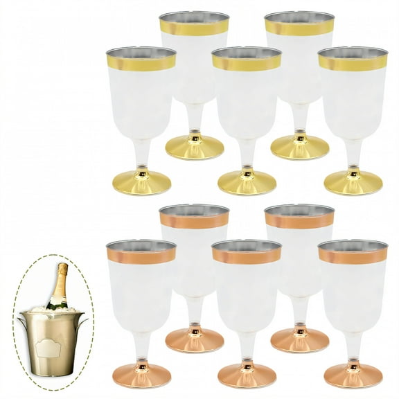 ACDANC 10Pcs Champagne Flutes Plastic 6 oz Martini Glasses Martini Glasses Plastic Disposable for Bridal Shower Party Mix1