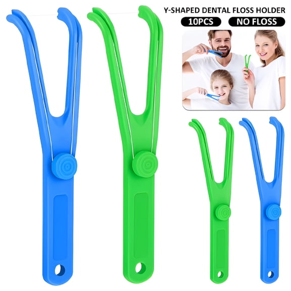 ACDANC 10Pcs Dental Floss Holder Y Shape Plastic Dental Floss Rack Reusable Floss Pick Holder Teeth Hygienicing Care Tool Without Dental Floss for Home Travel Oral Hygienicing