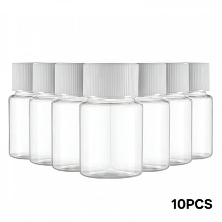 ACDANC 2026 New 10Pcs Travel Size Plastic Bottles Empty Small Vials Screw Lid Refillable Containers for Powder Liquids (30Ml)