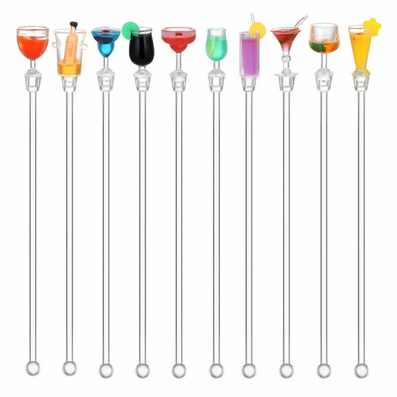 ACDANC 10pcs Cocktail Mixing Sticks Glass Stirring Rods Swizzle Stirrers Drink Beverage Coffee Stir Sticks for Home Kitchen Bar Party (Random Color)