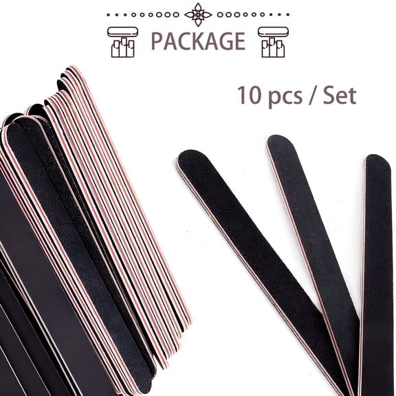 EXLEAF 10pcs Nail Files For Natural Nails 100/180 Grit Nail Files Bulk Flowery Nail