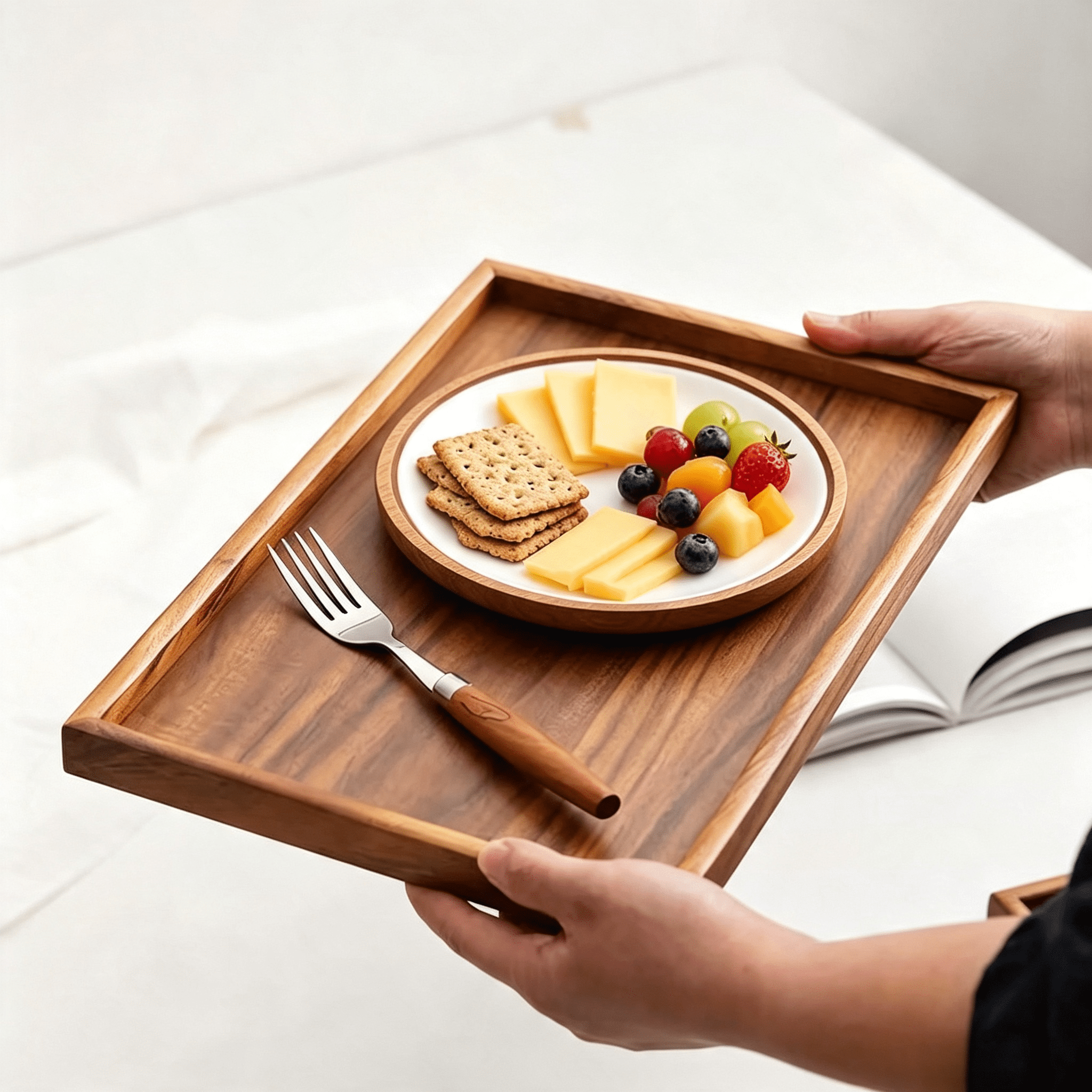 Wood Retangular Table ACDANC 11.8 X 7.8 Inches - Black Walnut Wood - Wooden Serving Tray ...