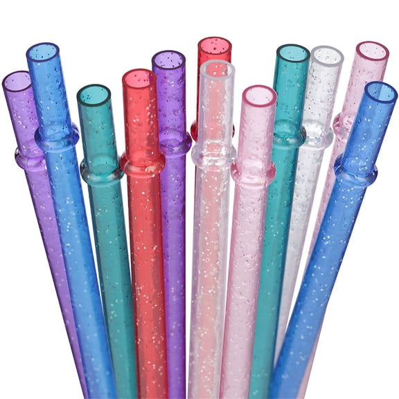 ACDANC 11" Reusable Plastic Straws,Replacement Drinking Straws for 24 oz-40 oz Tumblers,Dishwasher Safe,Set of 12 with Cleaning Brush (6 Colors,11")