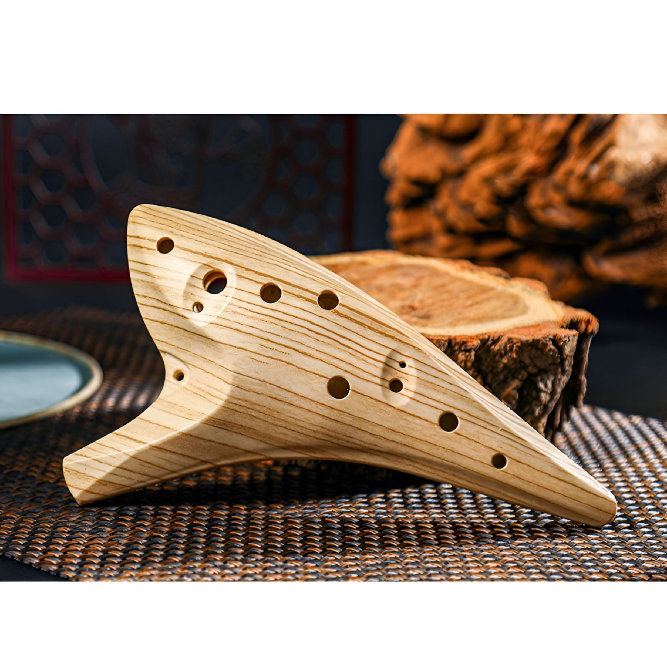 ACDANC 12-Hole Resin Ocarina Ice Cracked Instrument with Carry Bag Alto C Tone Light Brown