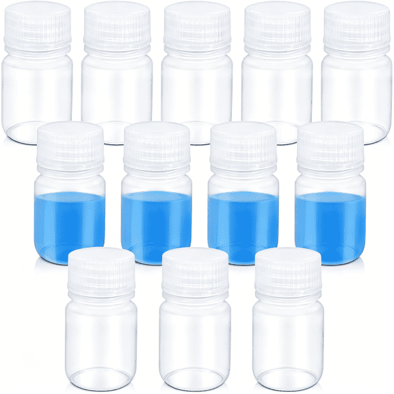 ACDANC 12 Pack 1Oz Plastic Bottles with Lids-Wide Mouth Bpa-Free Leak-Proof Sample Containers for Lab Reagents,Pills,Cosmetics,Travel Toiletries&Essential Oils Storage