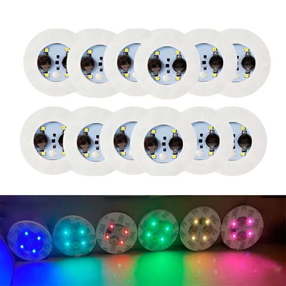 ACDANC 12 Pack LED Coaster Light Up Coasters 7Colors RGB LED Bottle Lights Bottle Glorifier LED Sticker Coaster Discs Light Up for Drinks Flash Light Up Cup Coaster Flashing Shots Light (Multicolor)