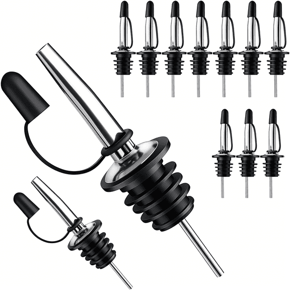 ACDANC 12 Pack Liquor Pour Spout with Dust Caps - Bottle Pourers for Alcohol,Olive Oil - Speed Pourers,Bar Accessories